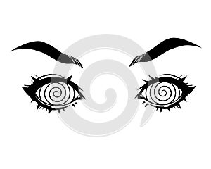 Eyes with hypnotizing spiral iris