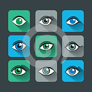 Eyes Icons Flat Set