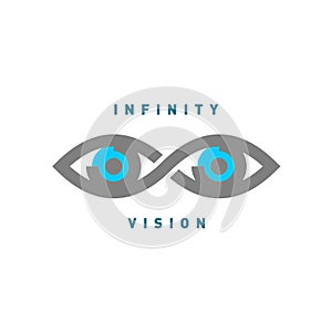 Eyes in the infinity sign shape logo.