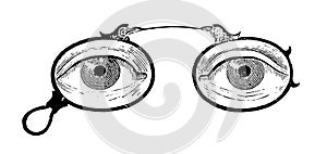 Eyes looking through glasses | Antique Design Illustrations