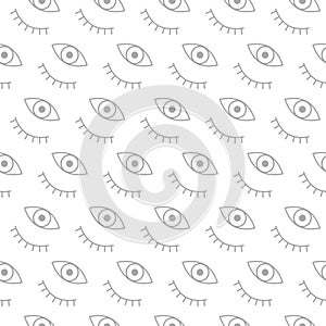 Eyes open and closed icon seamless pattern isolated on white background