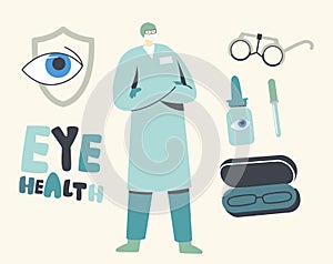 Eyes Protection Concept. Doctor Prescript Eyeglasses and Solution for Vision Protection. Eyes Diseases Diagnostics