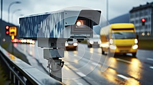 Eyes on the Road - Radar speed control camera on the road. Generative AI
