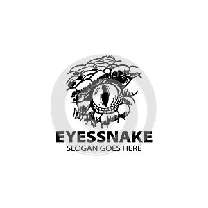 Eyes snake hand drawn design logo vector.