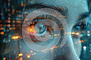 eyes of technology and futuristic digital cyber security concept comeliness