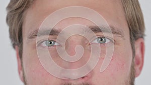 Eyes of Young Man on White Background