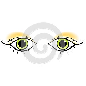Eyes young women look forward silhouette. vector illustration