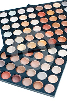 Eyeshadow palette, close-up, isolated