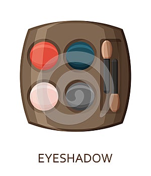 Eyeshadow palette. Make up background. Cosmetic icons collection