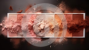 Eyeshadow palette texture cosmetics coloured powder makeup. Neural network AI generated