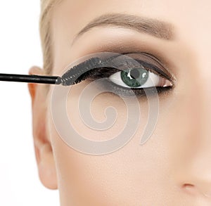 Eyeshadows. Eye shadow brush photo