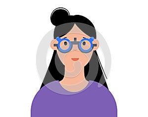 Eyesight examination with ophthalmic trial frame