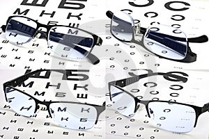 Eyesight test charts and glasses set