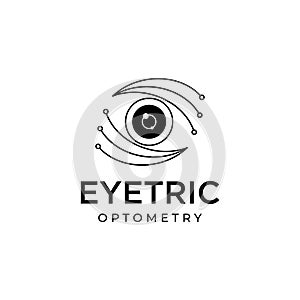 Eyetric optometry logo, vector metric eye style for digital service