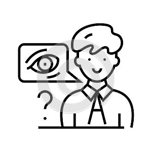 Eyewitness testimony line icon, concept sign, outline vector illustration, linear symbol.