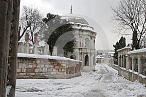 Eyup Sultan cemetery in winter, Istanbul.TURKEY