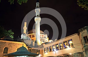 Eyup Sultan Mosque at night, Istanbul, Turkey photo