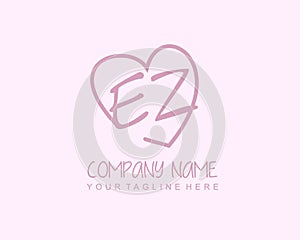 EZ Initial handwriting with heart frame