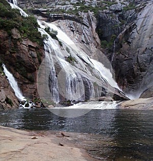 Ezaro river waterfall, in carnota, la coruÃ±a, spain, europe