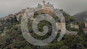 Eze castle in France near Monaco drode flight 4K