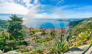 Eze village at french Riviera coast, Cote d`Azur, France