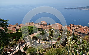 Eze village and view from the top of the hill on French Riviera