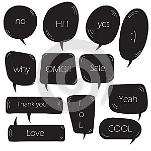 Set of Icon Speech bubble doodle  with accentuation , Clouds and bubbles for speech photo