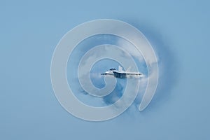 F/A-18F Super Hornet surrounded in vapor cone