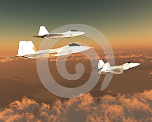 F-22 Fighter Jets in Sky