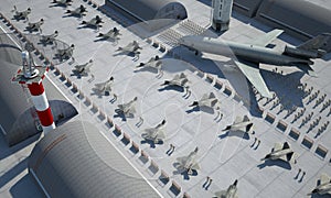 F 22 raptor , american military fighter plane. Militay base, hangar, bunker