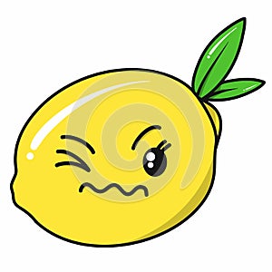 Ipad pro Procreate drawing Cute lemon vector illustration with funy face photo