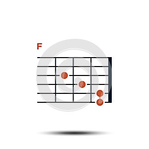 F, Basic Guitar Chord Chart Icon Vector Template