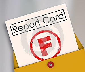 F Failing Grade Score Report Card Poor Performance Failure