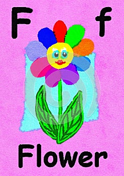 F is for flower. Learn the alphabet and spelling.