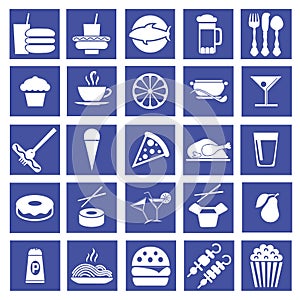 F graphic flat icons of fast food