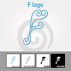 F Letter Logo. Blue Color. Cloud Style - Vector photo