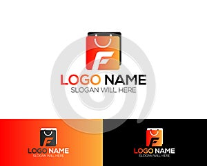 F Letter Logo Template online store vectors illustration