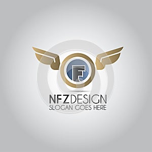 F Letter Wings Logo