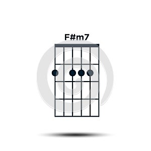 F#m7, Basic Guitar Chord Chart Icon Vector Template