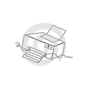 one line art Printer vector illustration