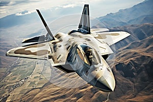 F22 Raptor advanced stealth fighter interceptor front view. photo