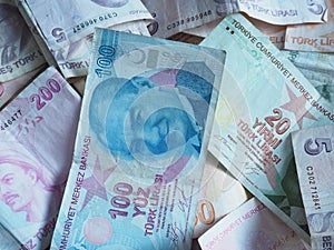 F Turkish money paper notes.