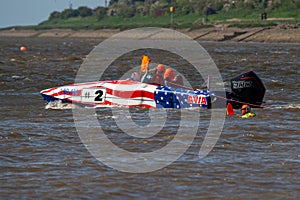 F1, F2, F3 water ski at Hanseatic Festival of Watersports, Kings Lynn Quay, River Great Ouse, Norfolk, UK 27 May 2023