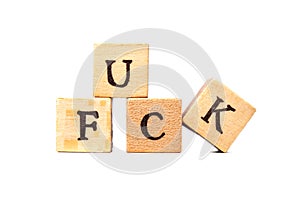 the f word on wooden cubes