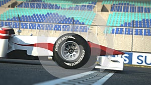 F1 race car crossing finish line