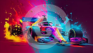 F1 racing abstract color illustration