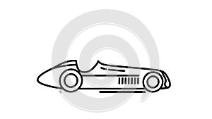 F1 racing car 1950s line icon on the Alpha Channel