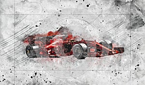 F1 racing car concept sketch.