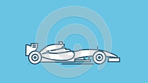 F1 racing car line icon on the Alpha Channel