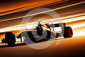 F1 road motion blur at sunset